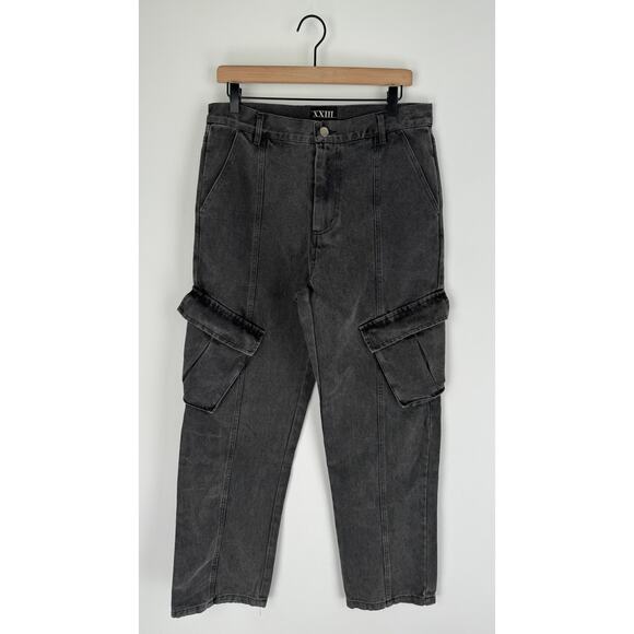 XXIII Twenty Three Kiran Cargo Jeans Washed Grey Mens 34x31 New Baggy 90s - Picture 5 of 13